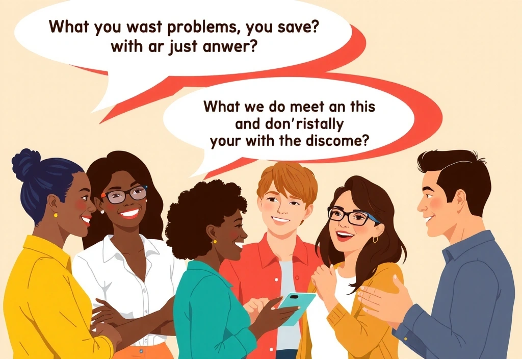 Ilustración de personas conversando y resolviendo dudas