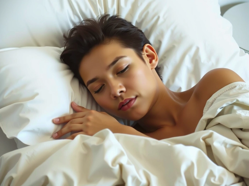 Persona durmiendo plácidamente en una cama limpia y cómoda.