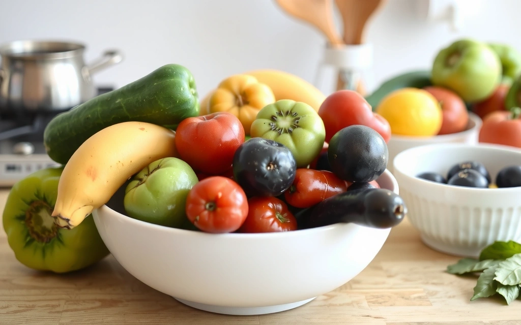 Bowl of fresh fruits and vegetables